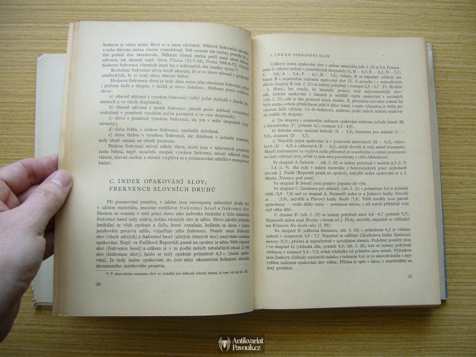 Jelínek, Bečka, Těšitelová - Frekvence slov, slovních druhů a tvarů v českém jazyce | 1961
