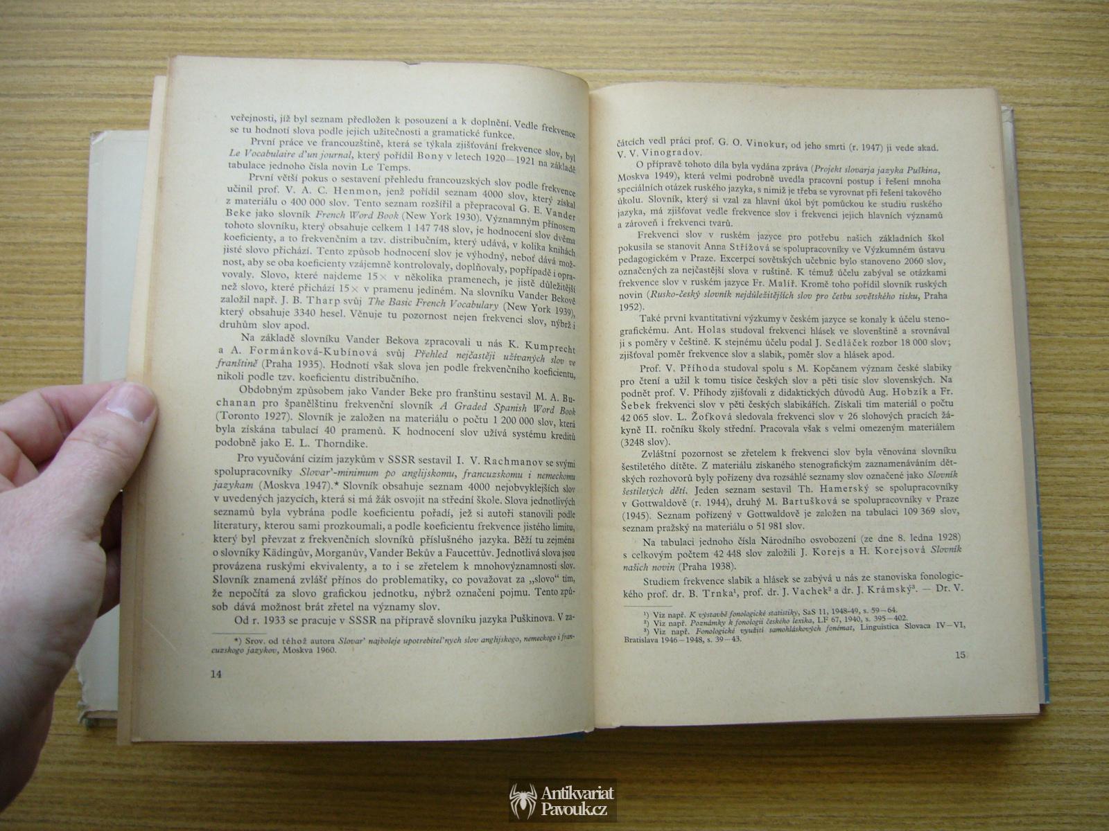 Jelínek, Bečka, Těšitelová - Frekvence slov, slovních druhů a tvarů v českém jazyce | 1961
